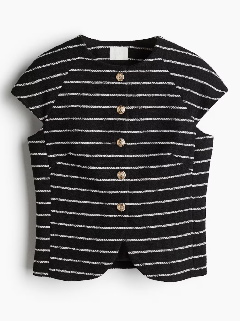H&M Gold Button-Front Striped Top